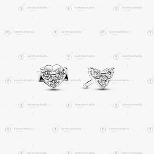Pandora Triple Stone Heart Stud Earrings